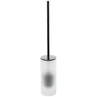 Toilet Brush Toilet Brush Holder, White Glass and Polished Chrome Steel Gedy TI33-02